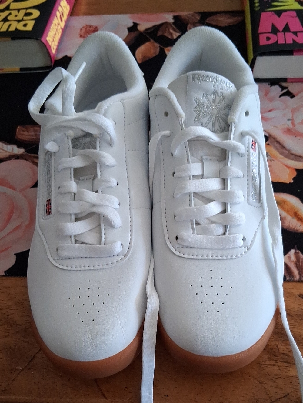 Reebok White Leather Sneakers with Gum Outsole